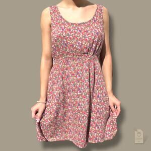 Rue 21 Floral Sleeveless Babydoll Dress Brown Tan Pink Purple M